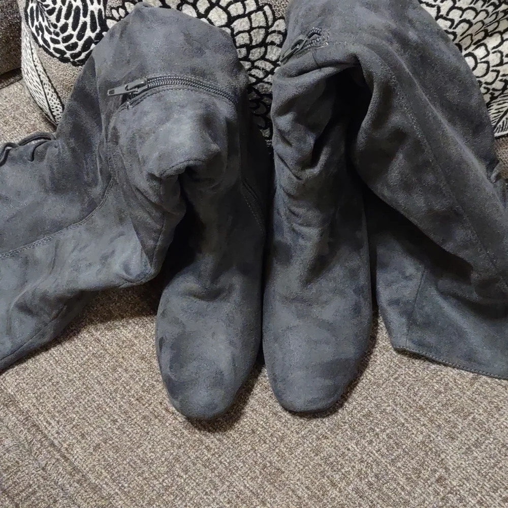 Over the Knee Faux Suede Lace Up the Back Boots